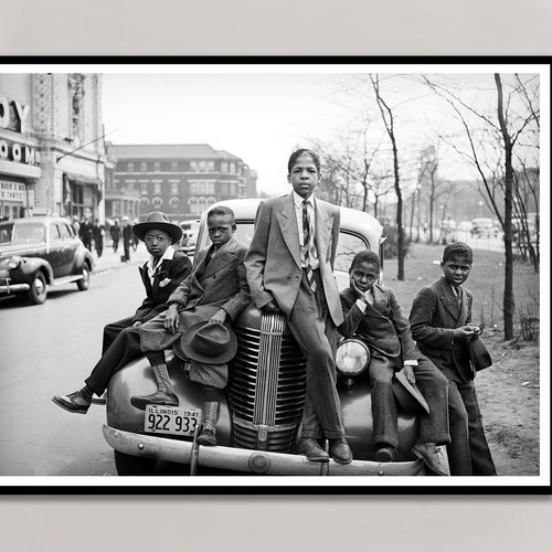 African American Photo Three Boys on Car Easter Morning - Etsy