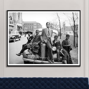 African American Photo, Three Boys on Car, Easter Morning, South Side Chicago, 1941, Black Art, Russell Lee Photographer, Reproduction Photo