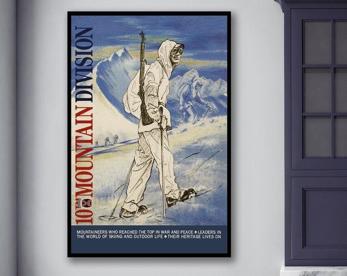 10th Mountain Division Ski Lodge Sign Rustic Antique Canvas or Paper Print Ski Resort Aspen Mammoth Tahoe Swedish Alps Snow Skiing