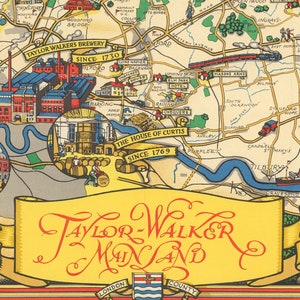 1950's Pictorial of Taylor Walker Mainland LONDON County PUBS, London Breweries Pubs of London, Old London Pub Map Art Housewarming Gift