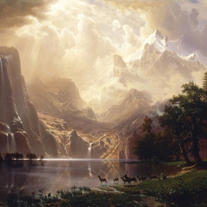 Entre la Sierra Nevada, California de Albert Bierstadt Pintura Impresión Reproducción Arte de la pared Lienzo Arte Papel Póster Pintura Arte Póster