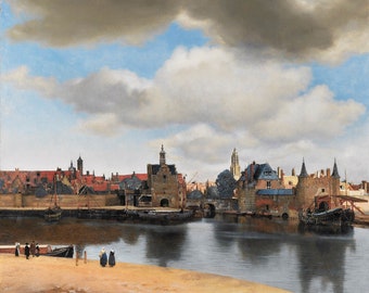 View of the Delft 1661 by Johannes Vermeer Classic Fine Art Colorful Canvas Paper Print Wall Art Office Decor Home Decoration Gift Home
