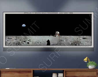 NASA Apollo 11 Lunar Module Panorama, Moon Landing Exploration, Moon landing, Apollo 11 info-graphic, Vintage Nasa poster, 1969