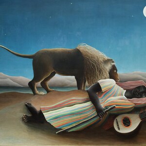 El gitano dormido por Henri Rousseau Clásico Bellas Artes Colorido Lienzo Papel Impresión Pared Arte Oficina Decoración Decoración del Hogar Regalo Arte del Hogar