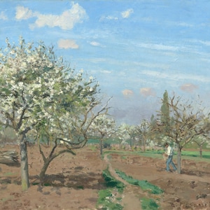 Le Verger (Il frutteto) 1872 di Camille Pissarro Riproduzione di qualità Fotografia stampa fotografica decorazione da parete carta o tela pittura a olio