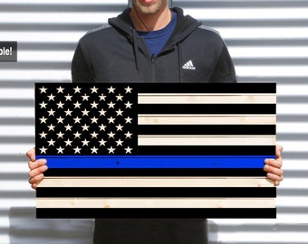 Thin Blue Line American Flag, Pallet Wood American Flag, Rustic American Flag, Wooden American Flag, American Flag, Rustic Wood Flag, Police