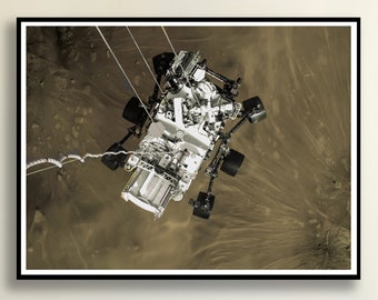 NASA Perseverance Rover Descending to Mars NASA Print Space Planet Poster Naturkonsttryck Modern Dekoration Vardagsrum Vägg Rover Månen