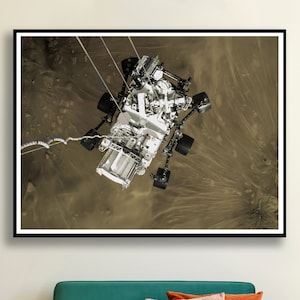 NASA Perseverance Rover Descending to Mars NASA Print Space Planet Poster Nature Art Print Modern Decoration Living Room Wall Rover Moon