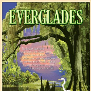 EVERGLADES National Park Vintage Poster Print, FLORIDA National Park Service Poster, Subtropical Wilderness National Park Wall Art