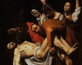 La Deposizione di Cristo by Caravaggio Classic Fine Art Colorful Canvas Paper Print Wall Art Office Decor Gift Home Art Reproduction Art