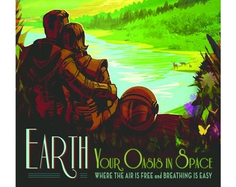 EARTH- Your Oasis In Space Poster, Space Planet Poster, Jet Propulsion Laboratory, Planet Poster Print Space NASA's Print Space Poster