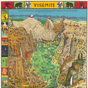 YOSEMITE National Park Vintage Poster Decor, California National Park Mountain Hiking Outdoors Poster Print Housewarming Birthday Gift Art