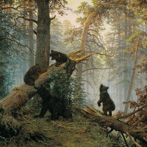 Mañana en un bosque de pinos 1889 de Ivan Shishkin Póster Pintura famosa Impresión de retrato Pintura vintage Arte de pared Decoración del hogar Arte de pared vintage