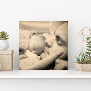 Custom Gift For Dad, New Dad Gift, First Fathers Day, Wife To Husband Gift Photo On Wood Personalized Dad Photo Gifts New Dad Custom Gift