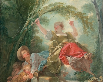 ジャン＝オノレ・フラゴナール「ブランコ」美術館品質のロールド油絵