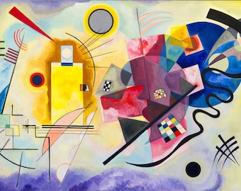 Yellow Red Blue by Wassily Kandinsky Abstract Shapes Classic Fine Art Colorful Canvas or Paper Print Wall Art Office Decor Home Decoration