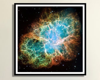 The Crab Nebula, NASA Space Print, Celestial Star Print, Hubble Telescope Photo, Constellation of Taurus, Museum Quality Print NASA Poster