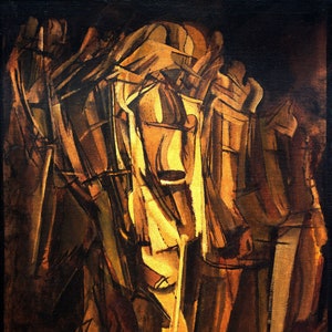 Sad Young Man on a Train By Marcel Duchamp Abstract Art Reproduction Print Oil Painting High Quality Wall Famous Paintings Canvas Art Poster
