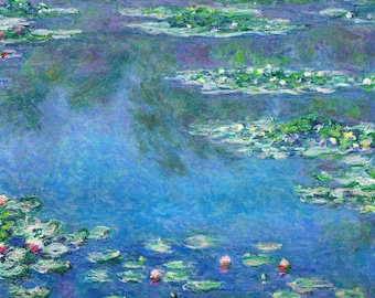 クロード・モネ、睡蓮、スイレン、1919年、美術館品質のロールド油絵