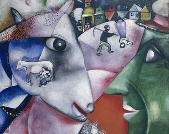 Marc Chagall - I and the Village Painting Print Reproduction Wall Art Canvas Art Paper Print Art Poster Painting Art Poster painting Canvas