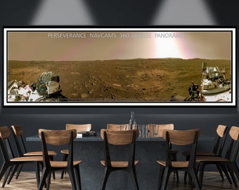 NASA PERSEVERANCE Rover Panorama 2021, Mars Landing Exploration, NASA Exploration, Nasa poster, Cape Canaveral, Mission Mars 2020