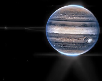 James Webb Jupiter med ringar rymdteleskop NASA döende stjärna rymdtryck galax kosmisk rymdutforskning detaljerad kanvastavla NASA-affisch