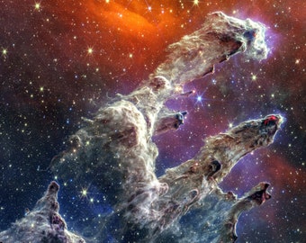 Pilares de la Creación James Webb Telescopio Espacial de Campo Profundo NASA Galaxia Espacial Exploración Espacial Cósmica Impresión Detallada de Lienzo Cartel de la Nasa