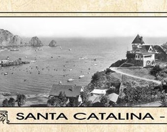 Vintage Panorama Metal Print Santa Catalina 1914, Catalina Waterfront, Catalina Island, Historic Channel Islands Sign, Vintage Catalina