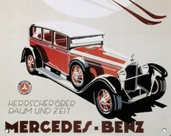 Mercedes Benz Metal Ski Sign  (999-40012) Mountain Ski Resort Snowing Snow Alps Aspen Mammoth Mountain Vintage Antique Rustic Metal Sign