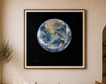 NASA Jorden från rymden Högkvalitativt tryck NASA Månen Väggkonst Canvastavla Månlandning NASA Månmåne Rymdtryck Jorduppgång Foto