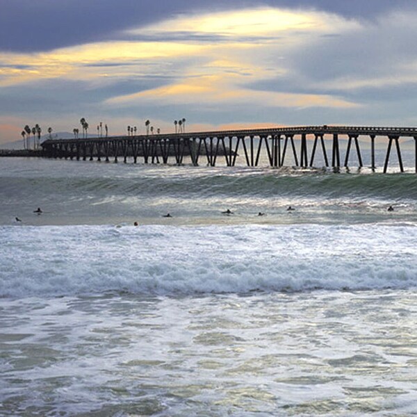 Little Rincon Pier Surf by Dan Merkel Panoramic Photography Print Poster Canvas or Paper Art Photograph Photography Ocean Photos California