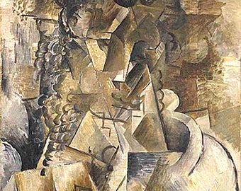 Girl with a Cross by Georges Braque 1911-1912 Print Reproduction, Wall Art Famous Painting Oil Painting Poster Canvas Paper Print