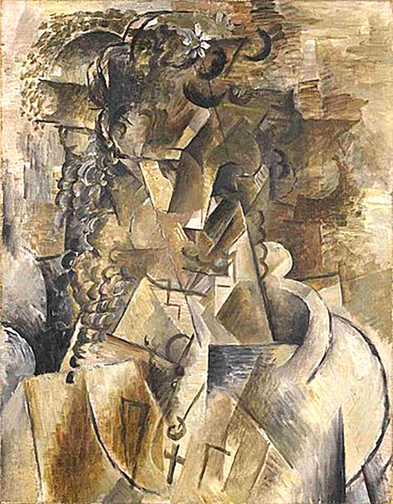 ジョルジュ ブラック作「十字架を持つ少女」1911-1912年 複製版画、壁