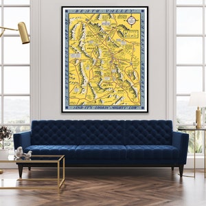 DEATH VALLEY Hysterical Map by Jolly Lindgren National Monument California Nevada Vintage Map Restoration Wall Art Map USA Vintage Wall Map