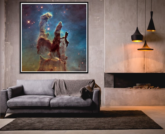 EAGLE NEBULA - "Pillars of Creation", Hubble Telescope Photo, Serpens Constellation Space Print, Celestial Star, Emission Nebula NASA Poster