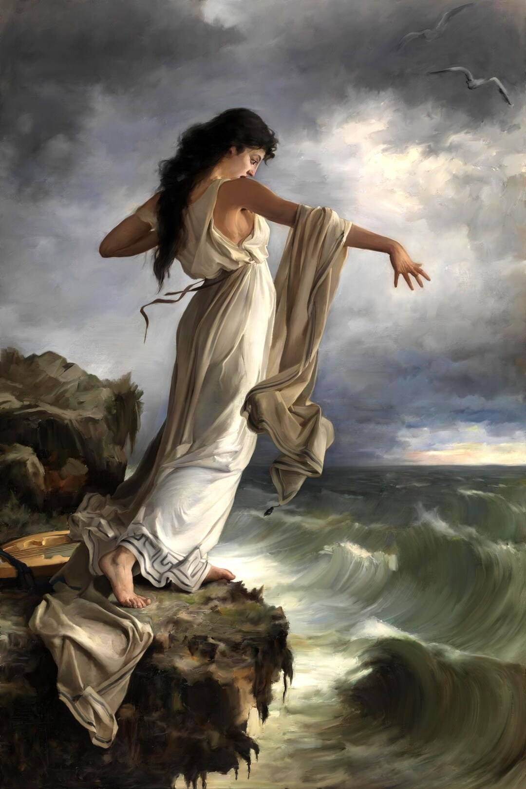 Death of Sappho by Miguel Carbonell Selva Reproduction Art Poster