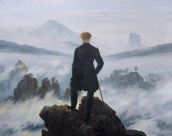 Wanderer Above the Sea by Caspar David Friedrich Poster, Reproduction Oil Painting, Home Decor Wall Art Famous Poster Canvas Paper Picasso