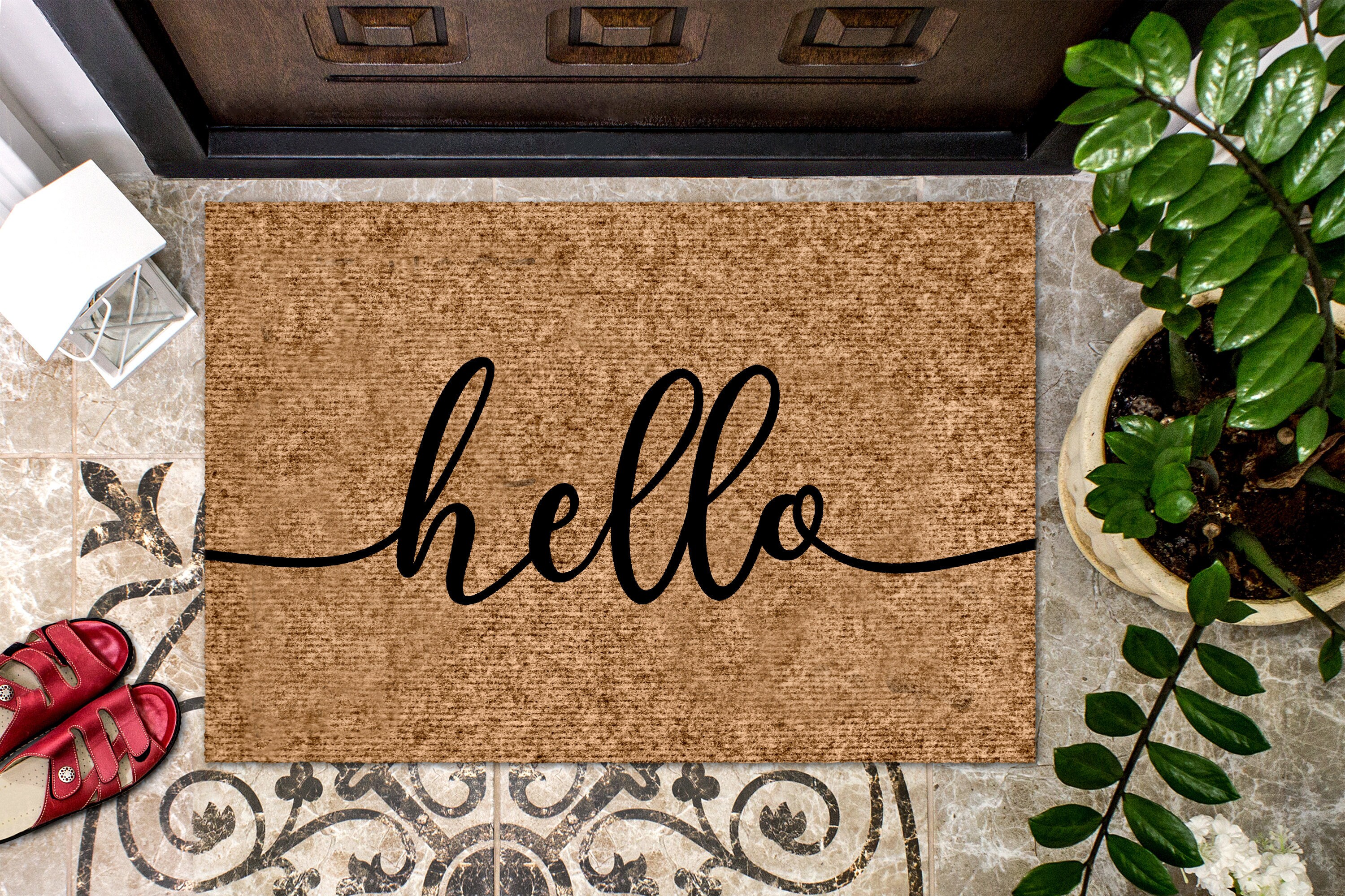 Hello Doormat Door Mat Hello Doormat Newlywed Gift Etsy