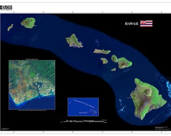 Hawaii Map Lahaina Big Island Kona Print Poster Canvas or Paper Photograph Nature Photography Wildlife Photos Kauai Maui Ortho Map