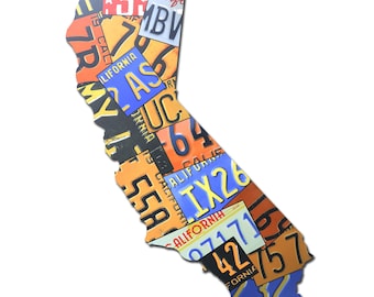 Plasma Cut Dibond Aluminum California License Plate Map, California Map Sign, Sunshine State Map USA Personalized Customized California