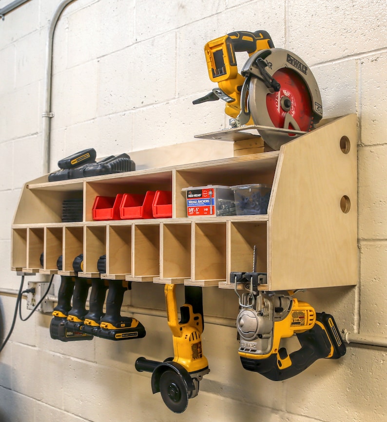 CNC Made Cordless Drill Organizer Wall Mounted Cordless Tool Etsy