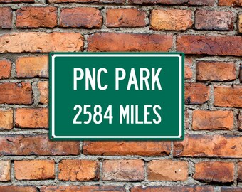Señal de distancia de la carretera de aluminio personalizada al parque PNC, hogar del regalo de béisbol de los piratas de Pittsburgh Custom Souvenir de la señal de aluminio regalo del signo