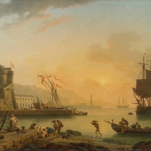 A Grand View of The Sea Shore by Claude Joseph Vernet Classic Fine Art Colorful Canvas Paper Print Wall Art Office Decor Home Decoration
