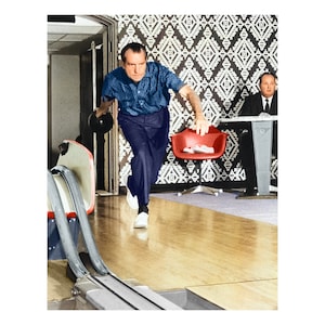 Poster colorido de impressão de Richard Nixon Bowling, Nixon Bowling Big Lebowski White House Bowling Ally Poster Vintage Arte de pôster presidencial