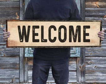 Welcome Sign for Front Porch Vertical OR Horizontal Custom Aluminum Sign Market Sign Laundry Sign Bakery Sign Housewarming