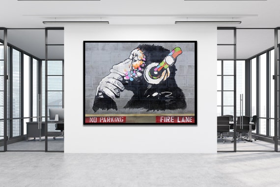 BANKSY DJ Monkey Poster Print, Banksy Thinking Monkey, Music