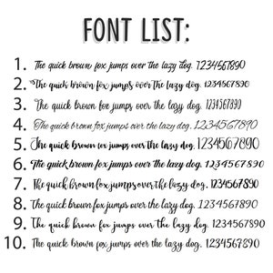 May include: A list of 10 different fonts, each displayed with the sentence "The quick brown fox jumps over the lazy dog." and the numbers 1234567890. The fonts are numbered 1 through 10.