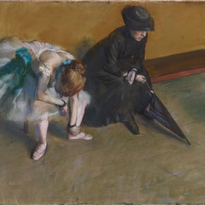 エドガー・ドガによる「待つ」の複製版画 油絵 高品質壁装飾キャンバスアートポスター 油絵複製キャンバスアート