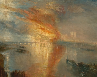 La quema de las Cámaras de los Lores y de los Comunes por Joseph Mallord William Turner Impresión Original Artista Pintura Reproducción Pinturas al óleo