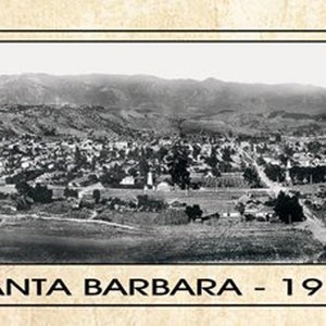 Santa Barbara 1914 Vintage Panorama Metall Druck, Santa Barbara Panorama, historische Santa Barbara Karte Zeichen, Vintage Santa Barbara Karte